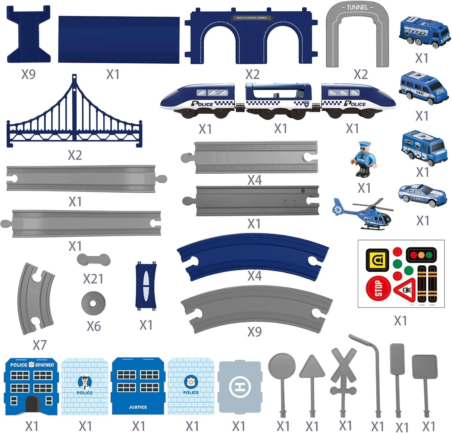 Wdmiya Train Set for Toddlers, 92 Pcs Train Toys for Kids Ages 3-8, Electric Trains Sets with Tracks (Magnetic Connection), Battery Operated Trains Birthday Gift for 3 4 5 6 7 8 Years Old