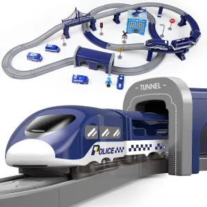 Wdmiya Train Set for Toddlers, 92 Pcs Train Toys for Kids Ages 3-8, Electric Trains Sets with Tracks (Magnetic Connection), Battery Operated Trains Birthday Gift for 3 4 5 6 7 8 Years Old