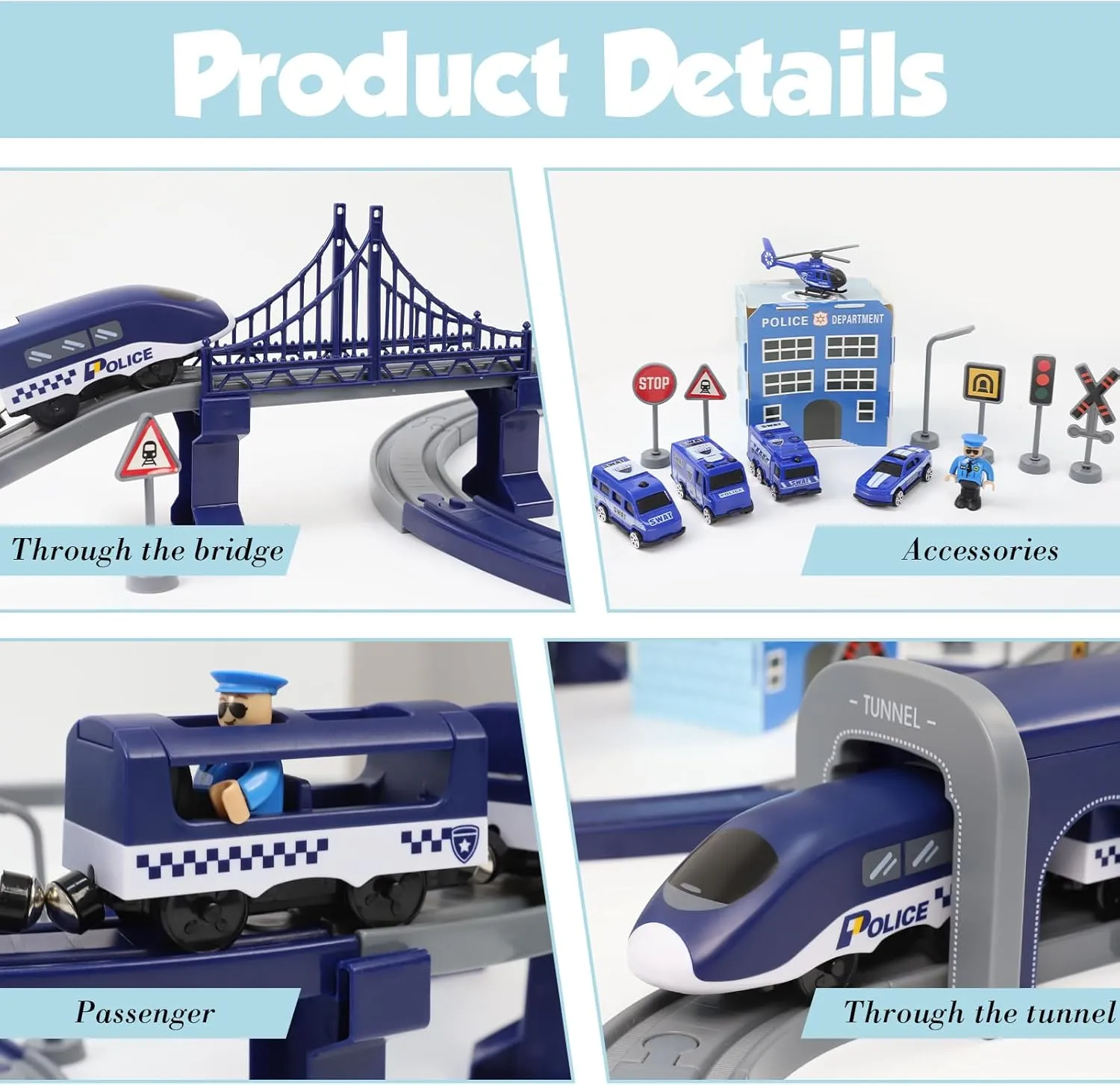 Wdmiya Train Set for Toddlers, 92 Pcs Train Toys for Kids Ages 3-8, Electric Trains Sets with Tracks (Magnetic Connection), Battery Operated Trains Birthday Gift for 3 4 5 6 7 8 Years Old