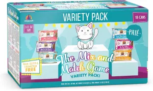 Weruva Wet Cat Food, The Mix and Match Game Pate Variety Pack, 3oz Can, Pack of 18