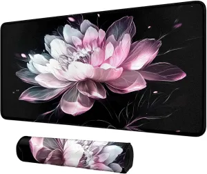 White Pink Chrysanthemum Theme Card Playmat Mat 23.6" x 13.8" for MTG & TCG Playmat Mouse Pad Game Mat Trading Card Game Table Mat Perfect for Card Games Video Games Computer Office