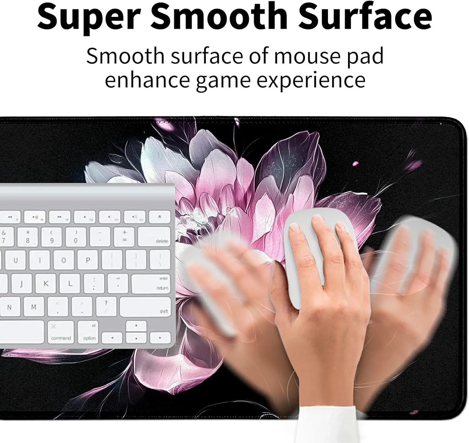 White Pink Chrysanthemum Theme Card Playmat Mat 23.6" x 13.8" for MTG & TCG Playmat Mouse Pad Game Mat Trading Card Game Table Mat Perfect for Card Games Video Games Computer Office
