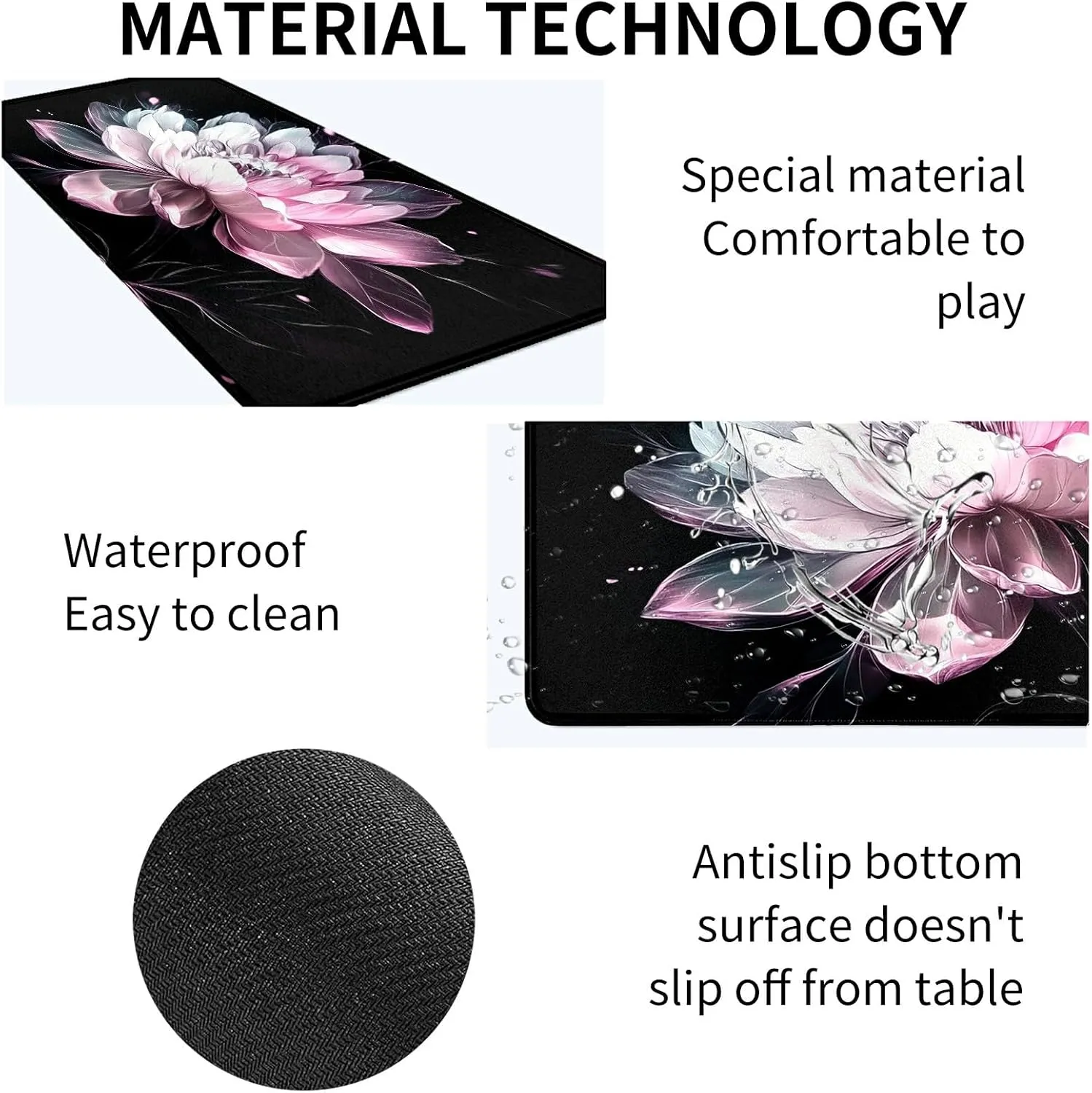 White Pink Chrysanthemum Theme Card Playmat Mat 23.6" x 13.8" for MTG & TCG Playmat Mouse Pad Game Mat Trading Card Game Table Mat Perfect for Card Games Video Games Computer Office
