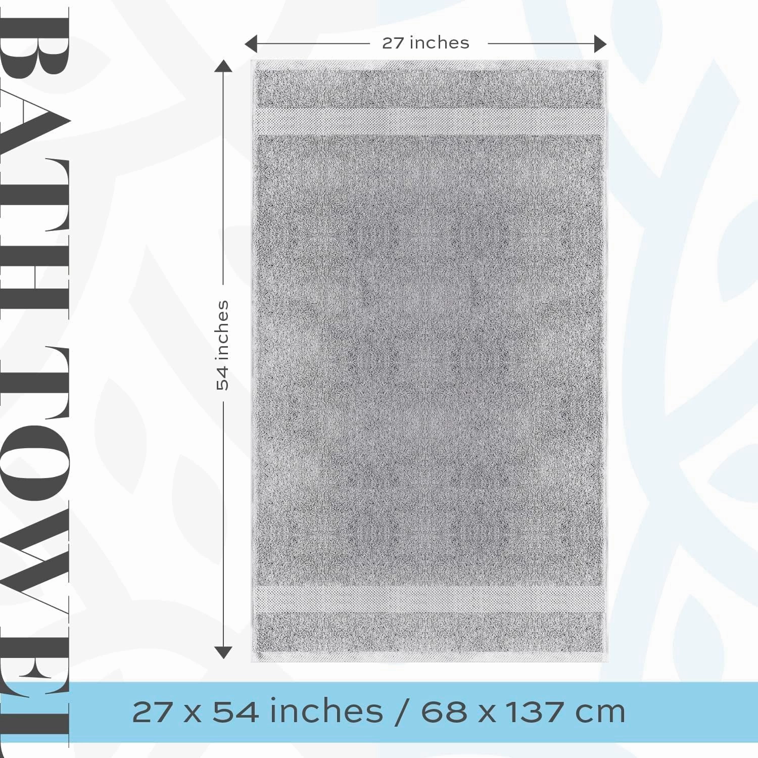 White Classic Luxury Bath Towels Set of 4 Large - 700 GSM Cotton Ultra Soft Bath Towels 27x54 | Highly Absorbent and Quick Dry | Hotel Towels for Bathroom Luxury, Plush Shower Towels, Dolphin Gray