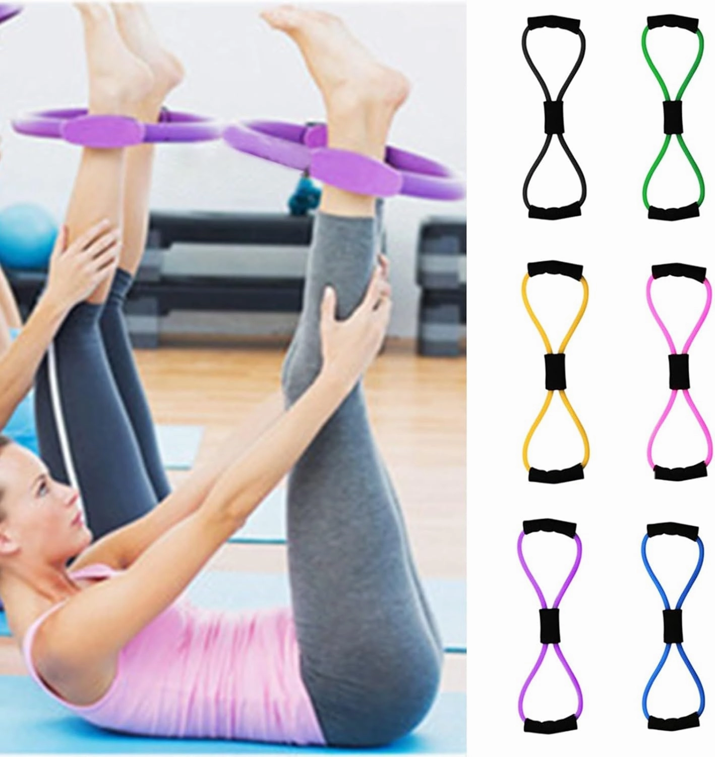 WHOIXDSOR 8 PCS Pilates Essentials Kit for Women, 2025 New Better Me Pilates Kit, Pilates Rings Booty Bands, Yoga Sets for Women, Hip Exercise Band Yoga Ball