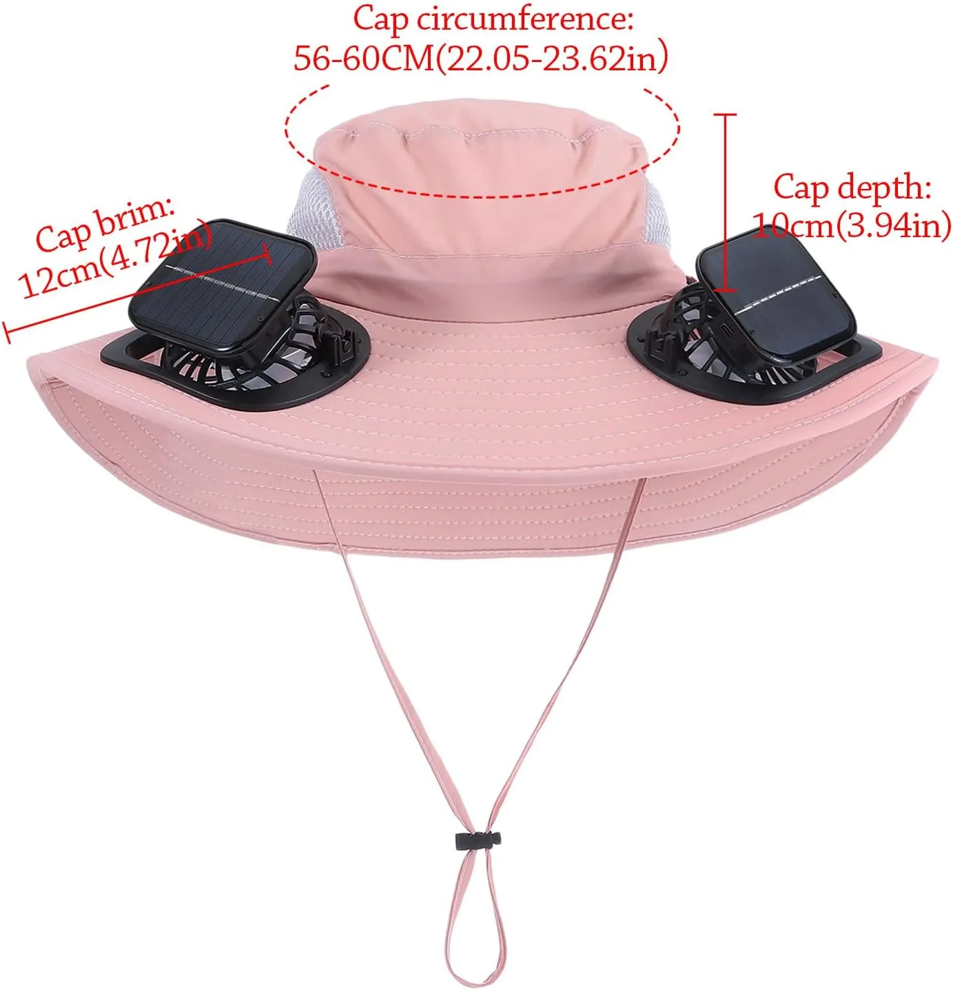 Wide Brim Solar Fan Outdoor Fishing Hat with 2 Solar Fan UPF 50  Sun Bucket Hat Waterproof Breathable Fishing Hat Bucket Hat
