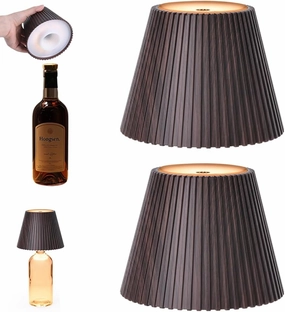 WILIT 2 Pack Wireless Bottle Lamp, 3-Level Brightness Cordless Table Shades, Rechargeable Battery Operated for Bedroom, Living Room, Kitchen Counter, Gifts for Women