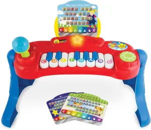 Winfun Baby Music Center for Toddlers 9  Months 8-Note Piano with 3 Double-Sided Music Scores Adjustable Microphone Play-Along Tunes Free Play Mode Educational Music Toy for Boys & Girls