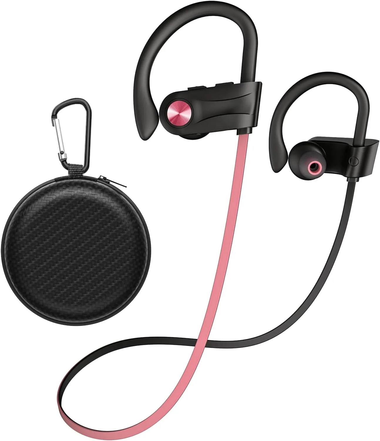 Wireless Bluetooth 5.3 Wireless Headphones with 16Hrs Long Battery, Stereo IPX7 Waterproof in-Ear Earphones, Noise Cancelling Headphones for Running, Black&Pink