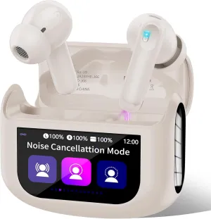 Wireless Earbuds, Bluetooth 5.4 Headphones Multi-Function Touch Screen with 5 EQ Modes, Light Camel