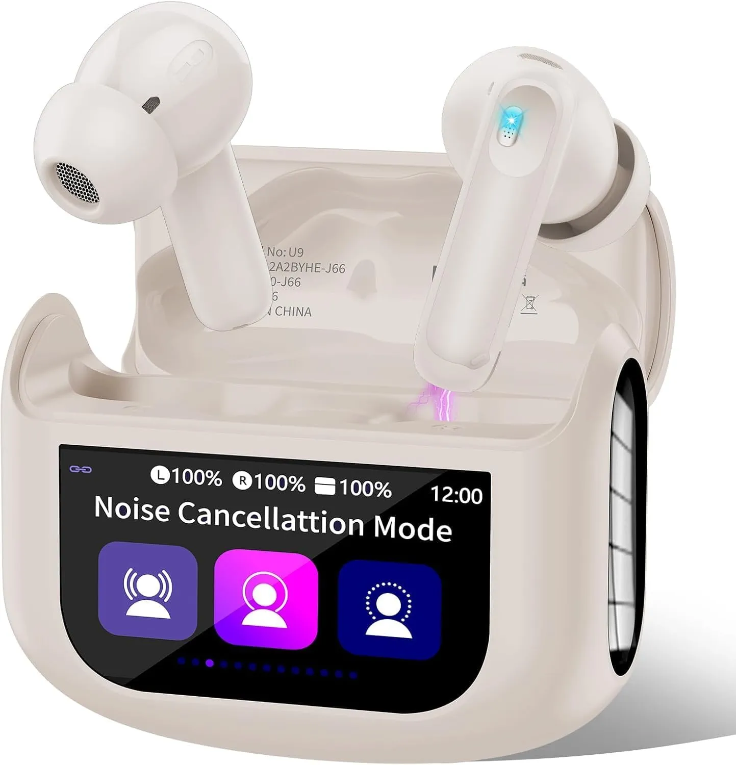 Wireless Earbuds, Bluetooth 5.4 Headphones Multi-Function Touch Screen with 5 EQ Modes, Light Camel