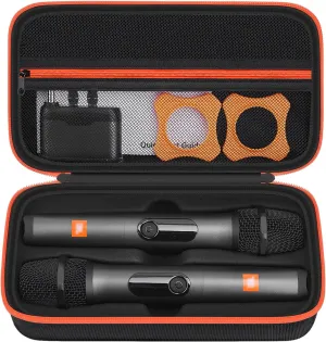 Wireless Microphone Case Compatible with JBL Wireless Two Microphone System/JBL PartyBox Wireless Mic, Portable Mic Travel Bag Storage Box for Receiver, AA Batteries, Charger (Case Only!)
