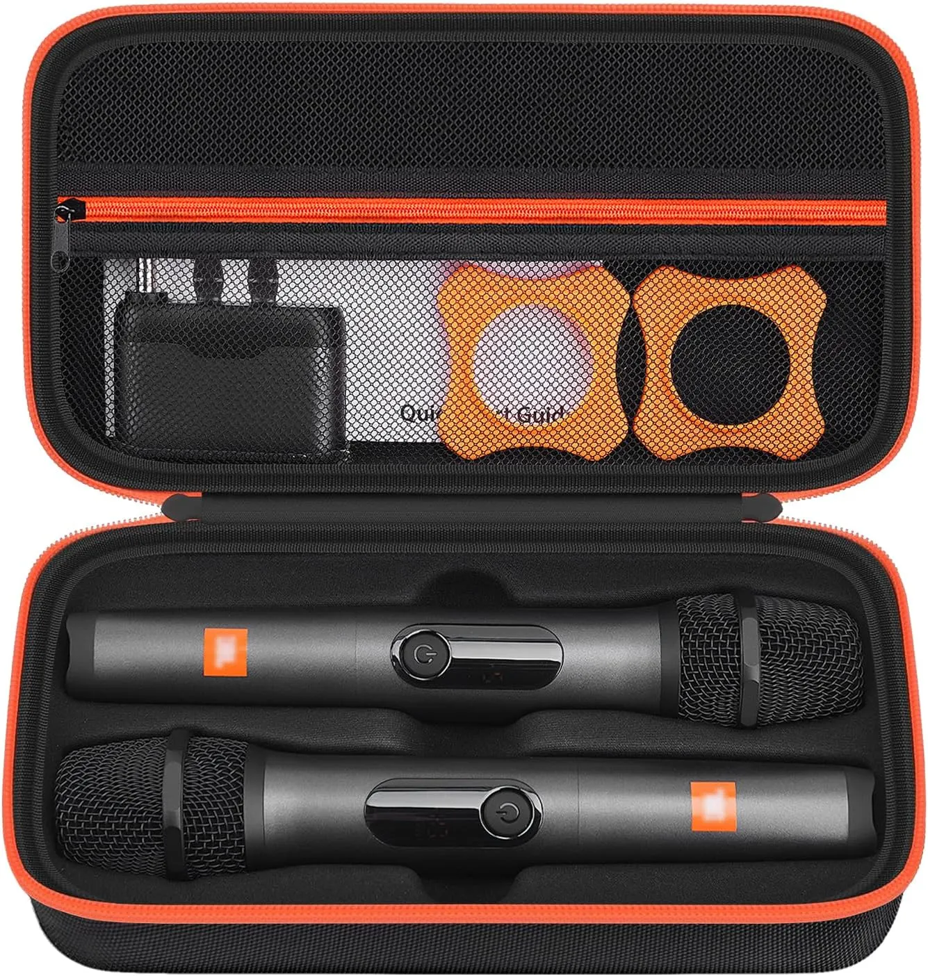 Wireless Microphone Case Compatible with JBL Wireless Two Microphone System/JBL PartyBox Wireless Mic, Portable Mic Travel Bag Storage Box for Receiver, AA Batteries, Charger (Case Only!)