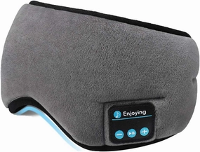 Wireless Sleep Mask,SKEYEOL Sleep Headphones,Adjustable&Washable Music Travel Sleeping Headset with Built-in Speakers Microphone Hands-Free for Air Travel,Siesta and Sleeping Grey