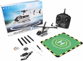 WL K160 RC Helicopter, 6-Axis Gyro 1:32 Scale EC-145 160-Class 4CH 2.4GHz Flybarless Aircraft with Altitude Hold & One-Key Take Off/Landing & Adjustable Throttle – RTF/ 2 Battery