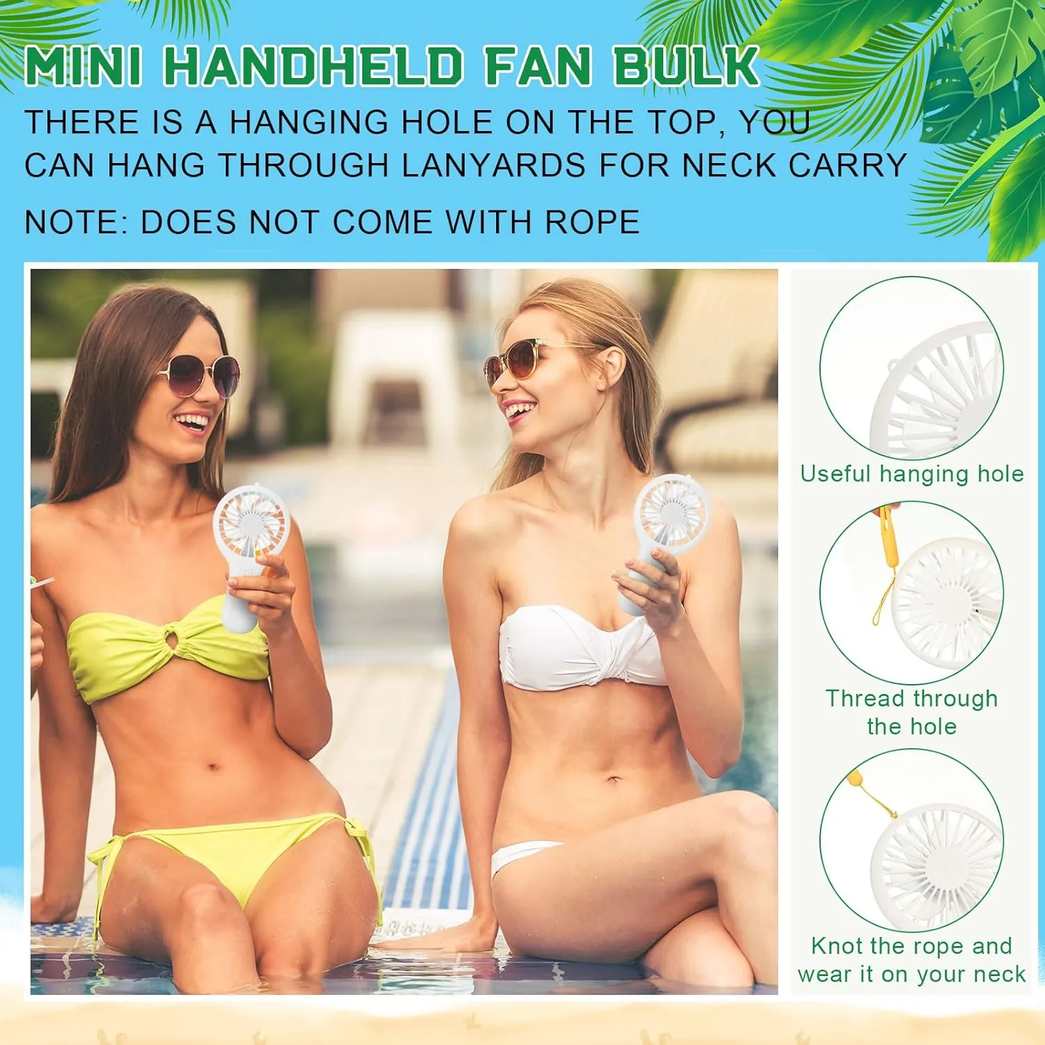 Woanger 12 Pcs Mini Handheld Fan Bulk 3 Speed USB Electric Battery Operated Small Portable Pocket Fan with Data Cable and Mounting Base Quiet Summer Gift for Wedding Camping Travel (White)