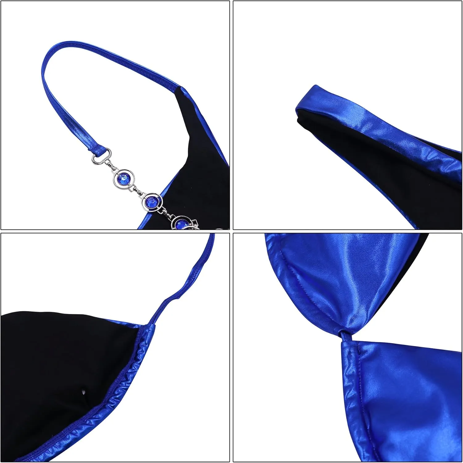Women Sexy Reflective Halter Strap Bikini Set Metallic Two Piece Swimsuit Triangle Bathing Suits Swimwear