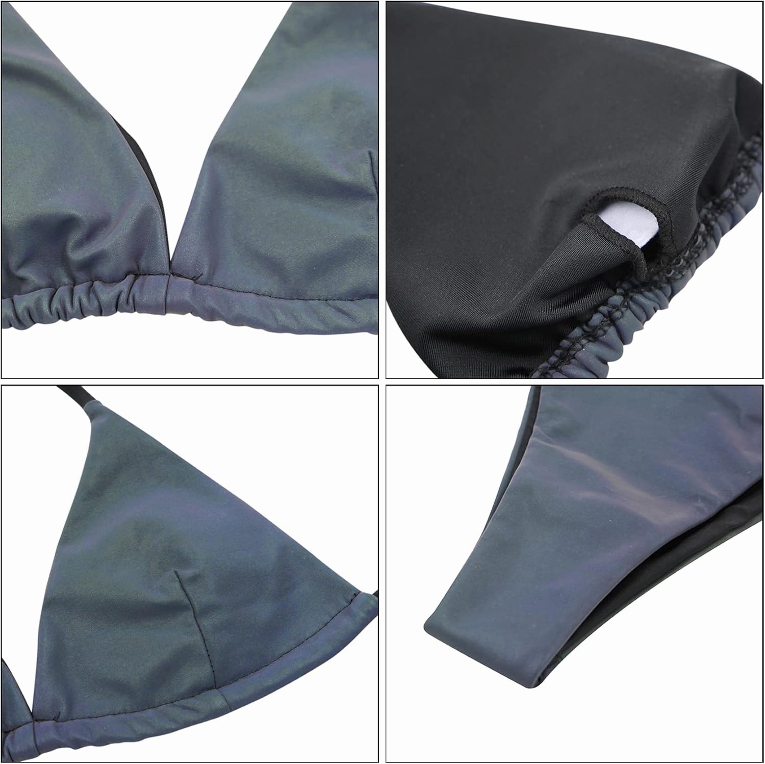 Women Sexy Reflective Halter Strap Bikini Set Metallic Two Piece Swimsuit Triangle Bathing Suits Swimwear