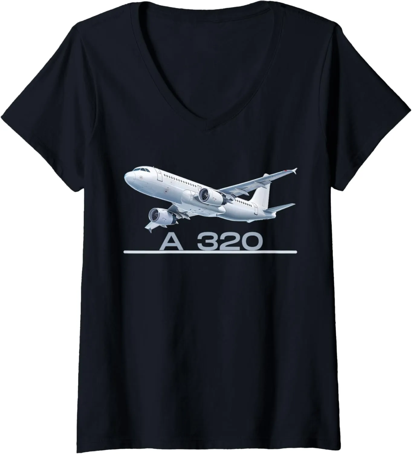 Womens AirbusA320 Jet Airplane! Design Aviation V-Neck T-Shirt