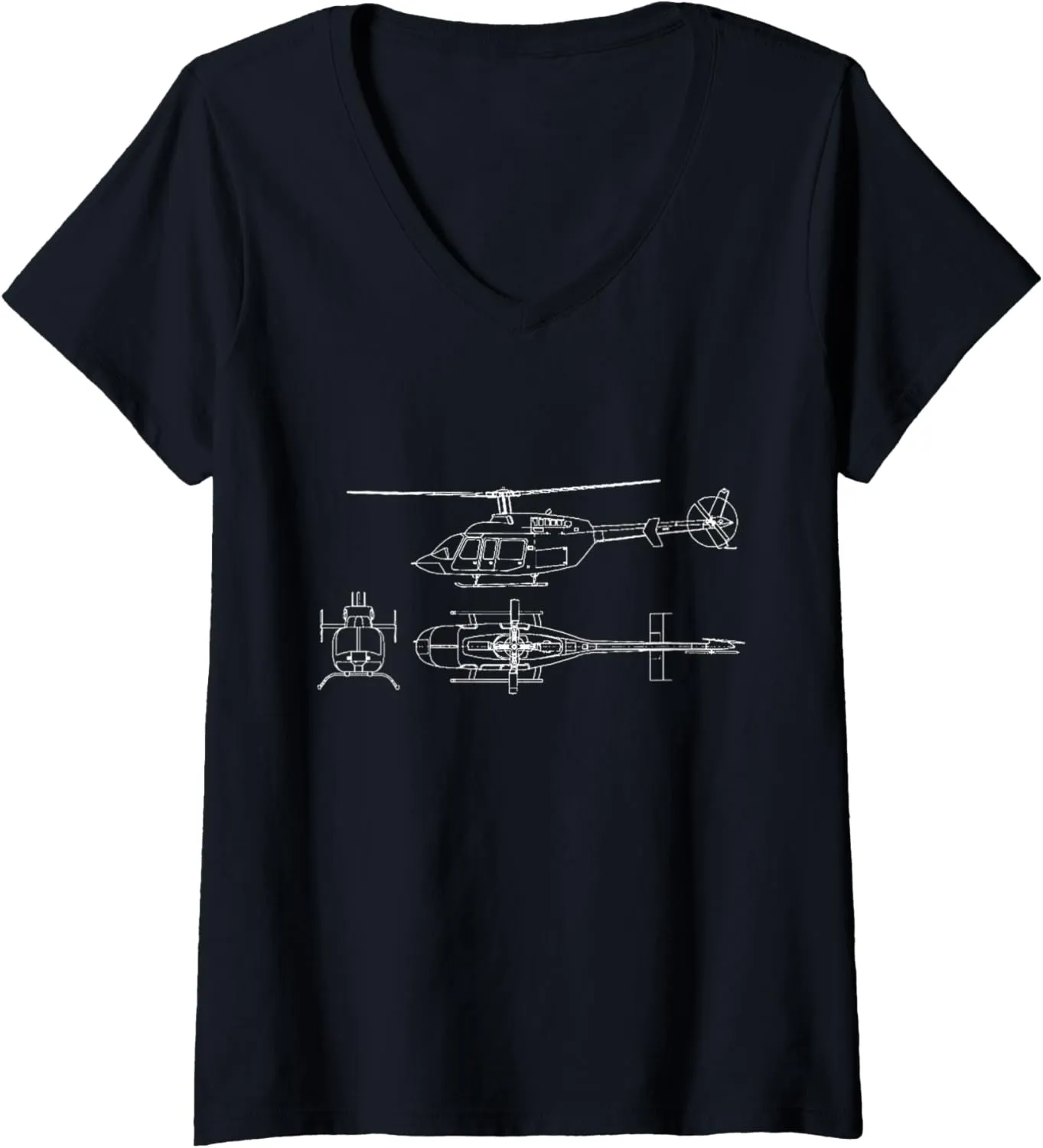 Womens Bell 407 helicopter pilot or crew gift idea for aviation V-Neck T-Shirt