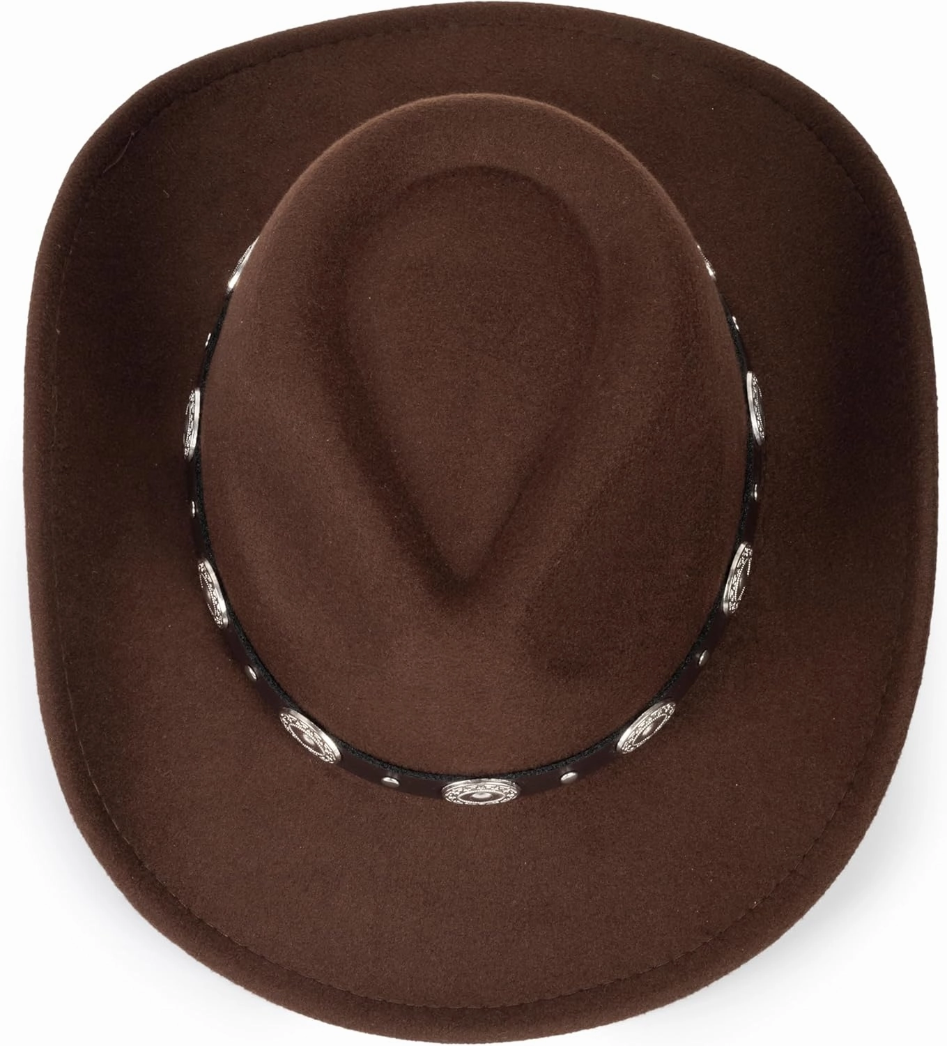 Womens Western Cowboy Hats Studded Pinched Western Cowgirl Hats Wide Brim Fedoras Hat with Belt Buckle (Size:Medium)