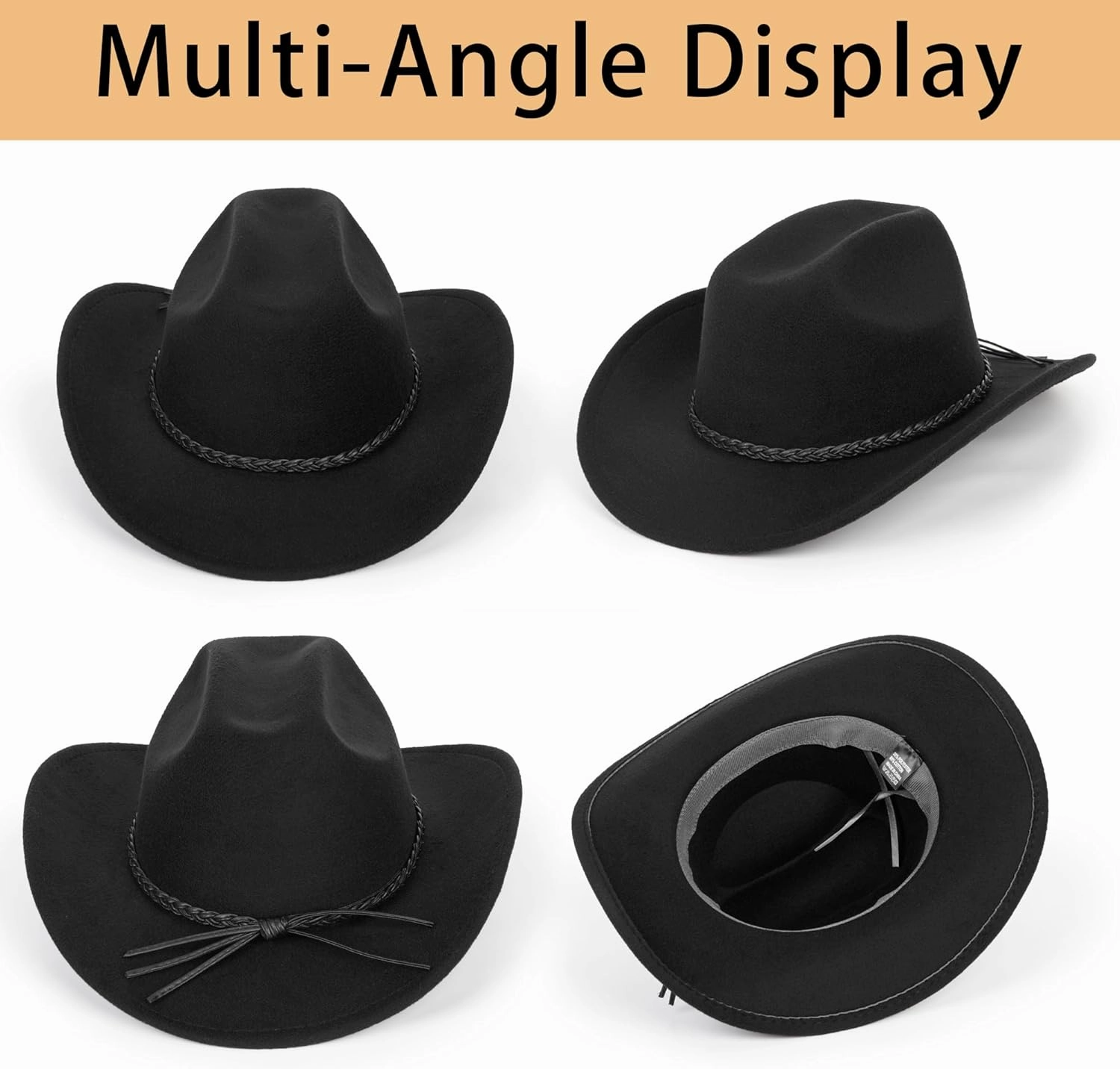 Womens Western Cowboy Hats Studded Pinched Western Cowgirl Hats Wide Brim Fedoras Hat with Belt Buckle (Size:Medium)