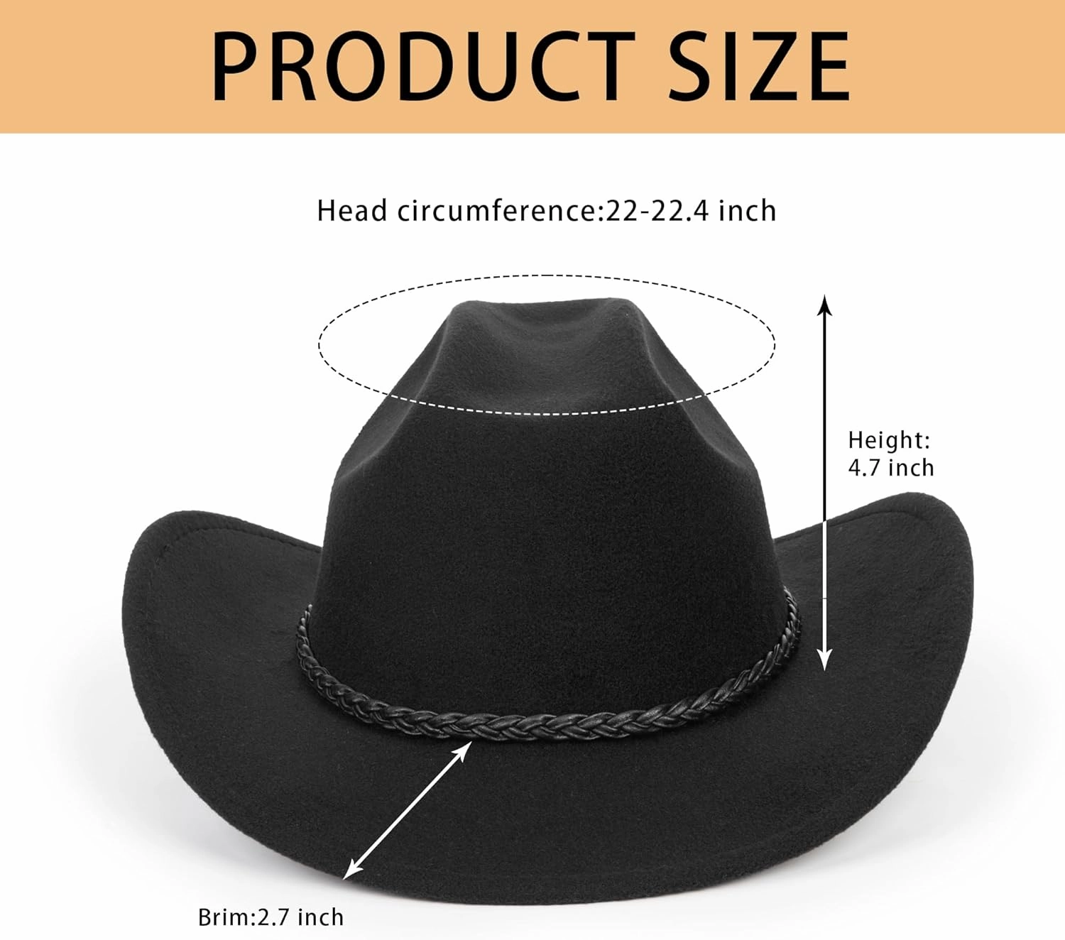 Womens Western Cowboy Hats Studded Pinched Western Cowgirl Hats Wide Brim Fedoras Hat with Belt Buckle (Size:Medium)