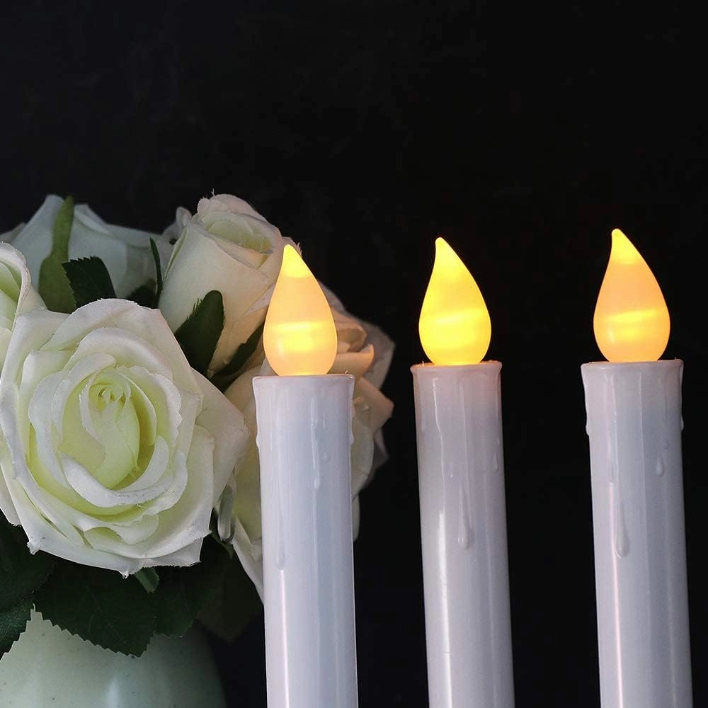 Wondise Flameless Window Candles with Remote and Timer, Battery Operated Silver Holders and Suction Cups White Candles for Christmas Home Decoration, Set of 8(D1.75 x H9 Inch)