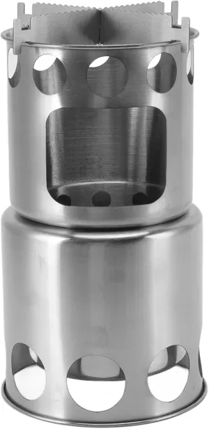 Wood Burning Camp Stove, Stainless Steel Portable Wood Stove for Wood Branches Leaves Pine Cones Camping Hiking Outdoor