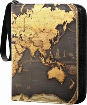 World Map 4 Pockets Card Binder for 400 Standard Trading Cards,Waterproof Card Holder Album for TCG, CCG, MTG, Gifts For Boys and Girls