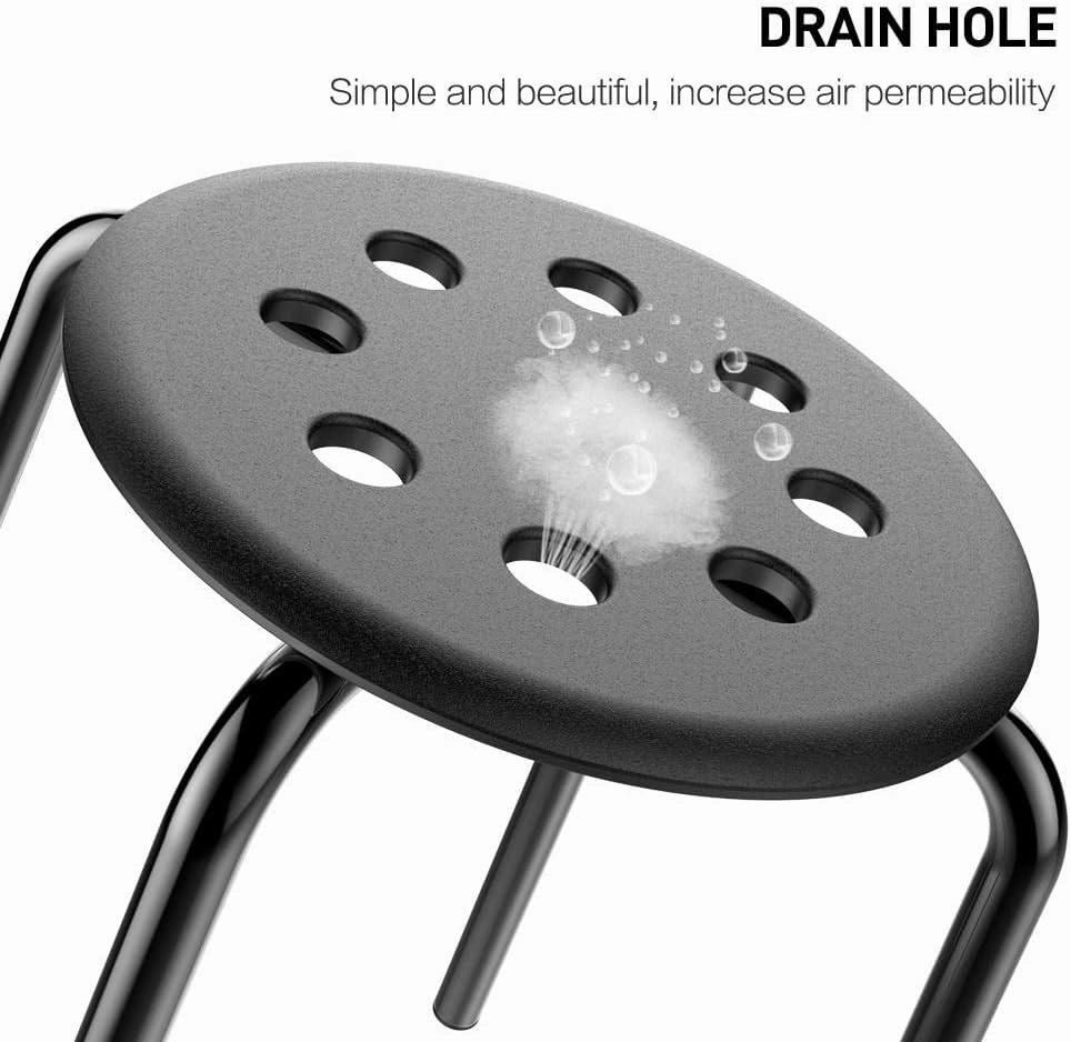Yaheetech 17.3in Height Portable Plastic Stools Backless Round Top Kitchen Home, Garden & Living Pack of 5 Black