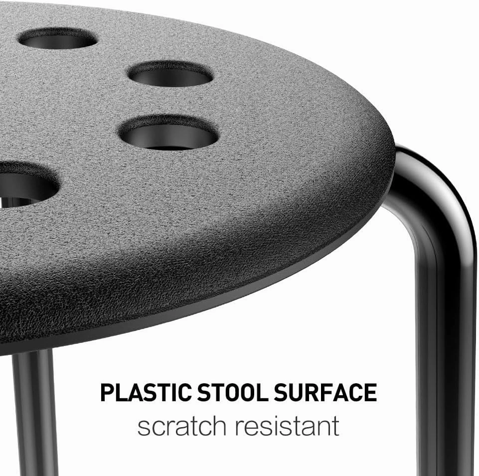 Yaheetech 17.3in Height Portable Plastic Stools Backless Round Top Kitchen Home, Garden & Living Pack of 5 Black