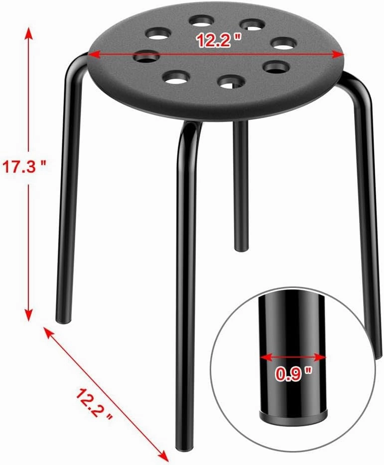 Yaheetech 17.3in Height Portable Plastic Stools Backless Round Top Kitchen Home, Garden & Living Pack of 5 Black