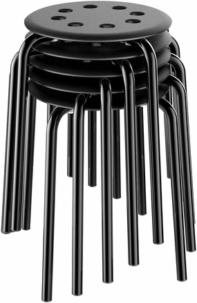 Yaheetech 17.3in Height Portable Plastic Stools Backless Round Top Kitchen Home, Garden & Living Pack of 5 Black