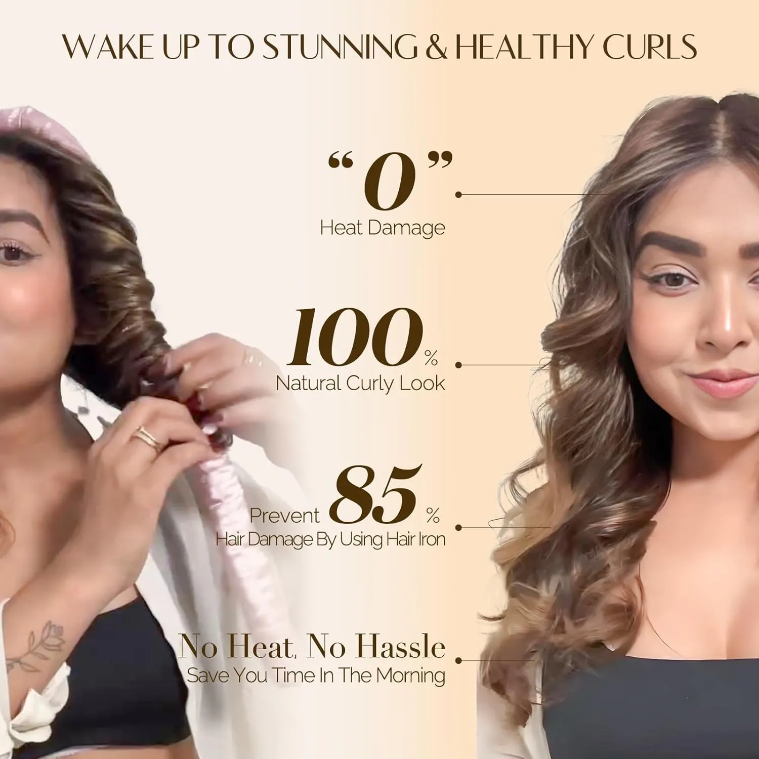 Yanibest Satin Heatless Curler Set, Overnight Hair Curler to Sleep in, No Heat Curling Rods, with Satin Scrunchies and Clip