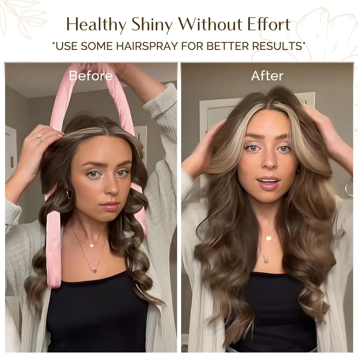 Yanibest Satin Heatless Curler Set, Overnight Hair Curler to Sleep in, No Heat Curling Rods, with Satin Scrunchies and Clip