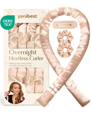 Yanibest Satin Heatless Curler Set, Overnight Hair Curler to Sleep in, No Heat Curling Rods, with Satin Scrunchies and Clip