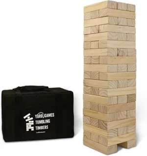 Yard Games 30 Inch Giant Wood Stacking Indoor Outdoor Party Game with Carrying Case, Natural