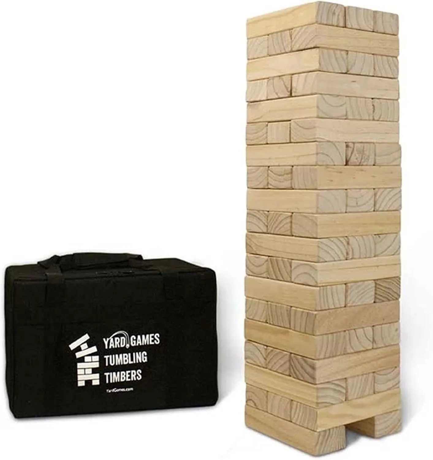 Yard Games 30 Inch Giant Wood Stacking Indoor Outdoor Party Game with Carrying Case, Natural