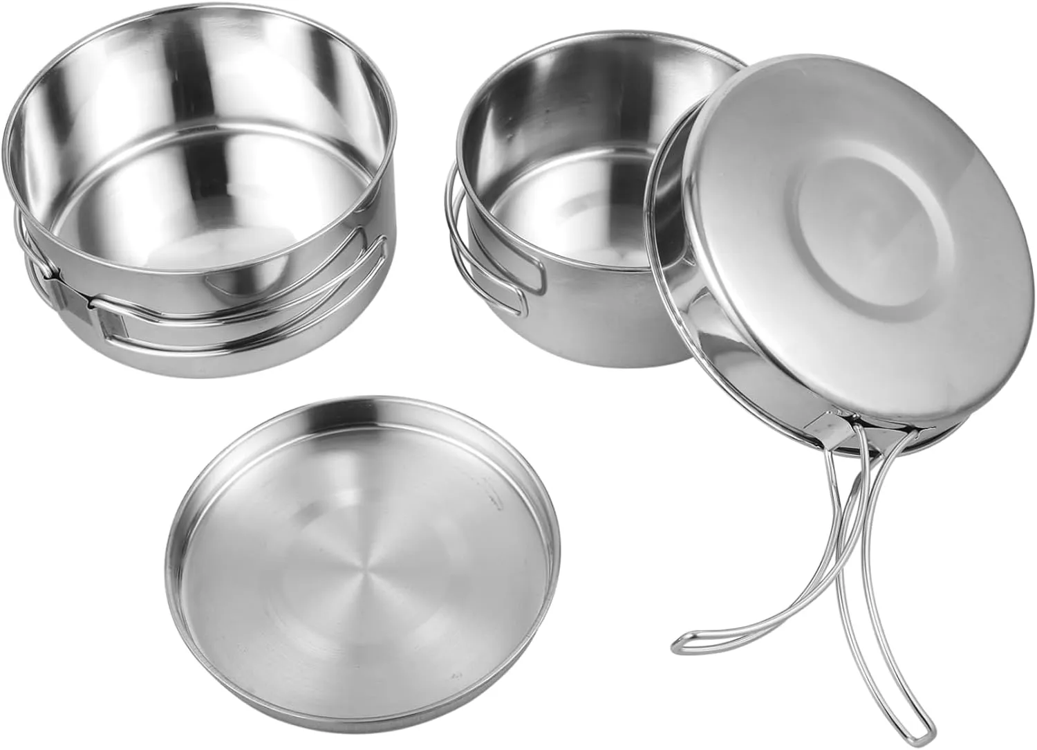 Yardwe 1set Stainless Steel Camping Cookware Set Portable for Picnic Hiking and Outdoor Adventures Lightweight and Easy to Clean Cooking Utensils