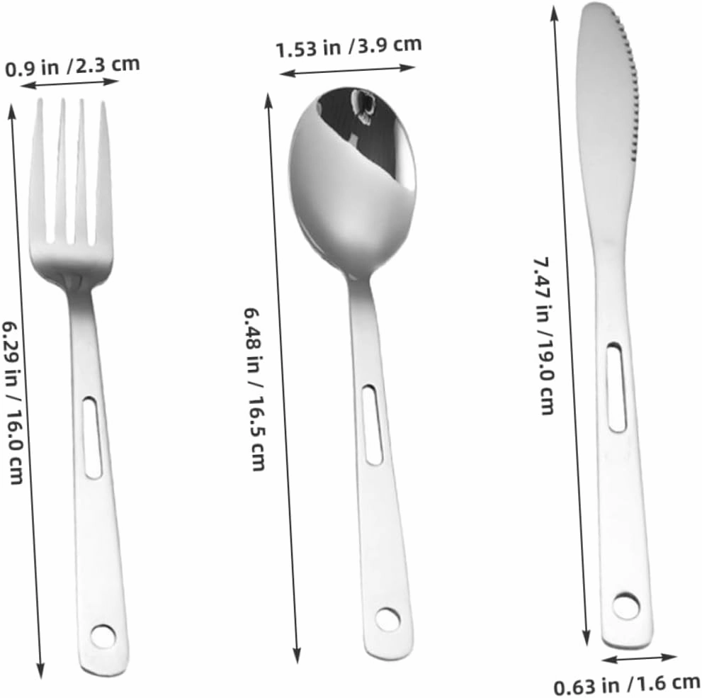 Yardwe 5sets Portable Camping Cutlery Stainless Steel Utensils Fork Spoon and for Bbq Picnic and Outdoor Cooking Compact and Easy to Carry Tableware