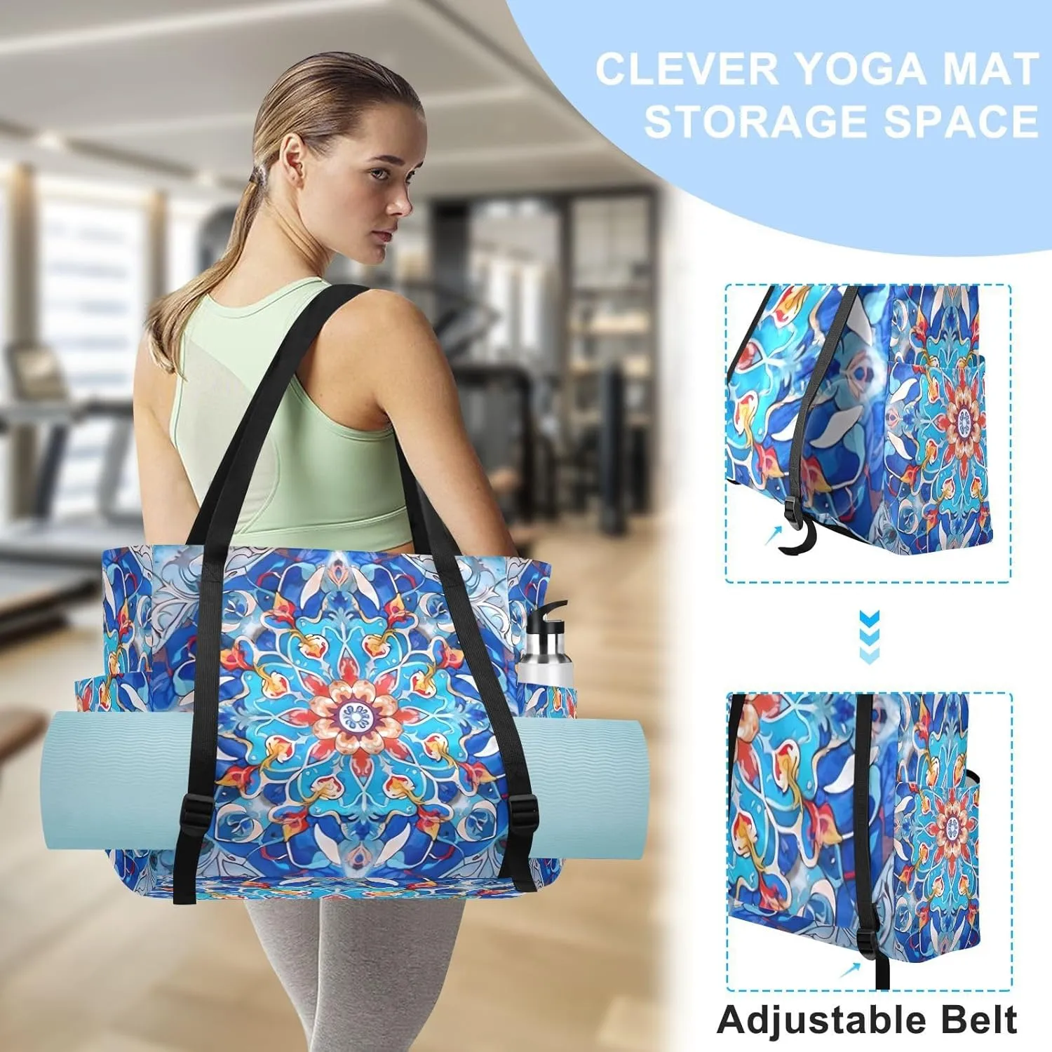 Yoga Mat Bag for Women Adjustable Yoga Mat Carrier Bag with Pockets