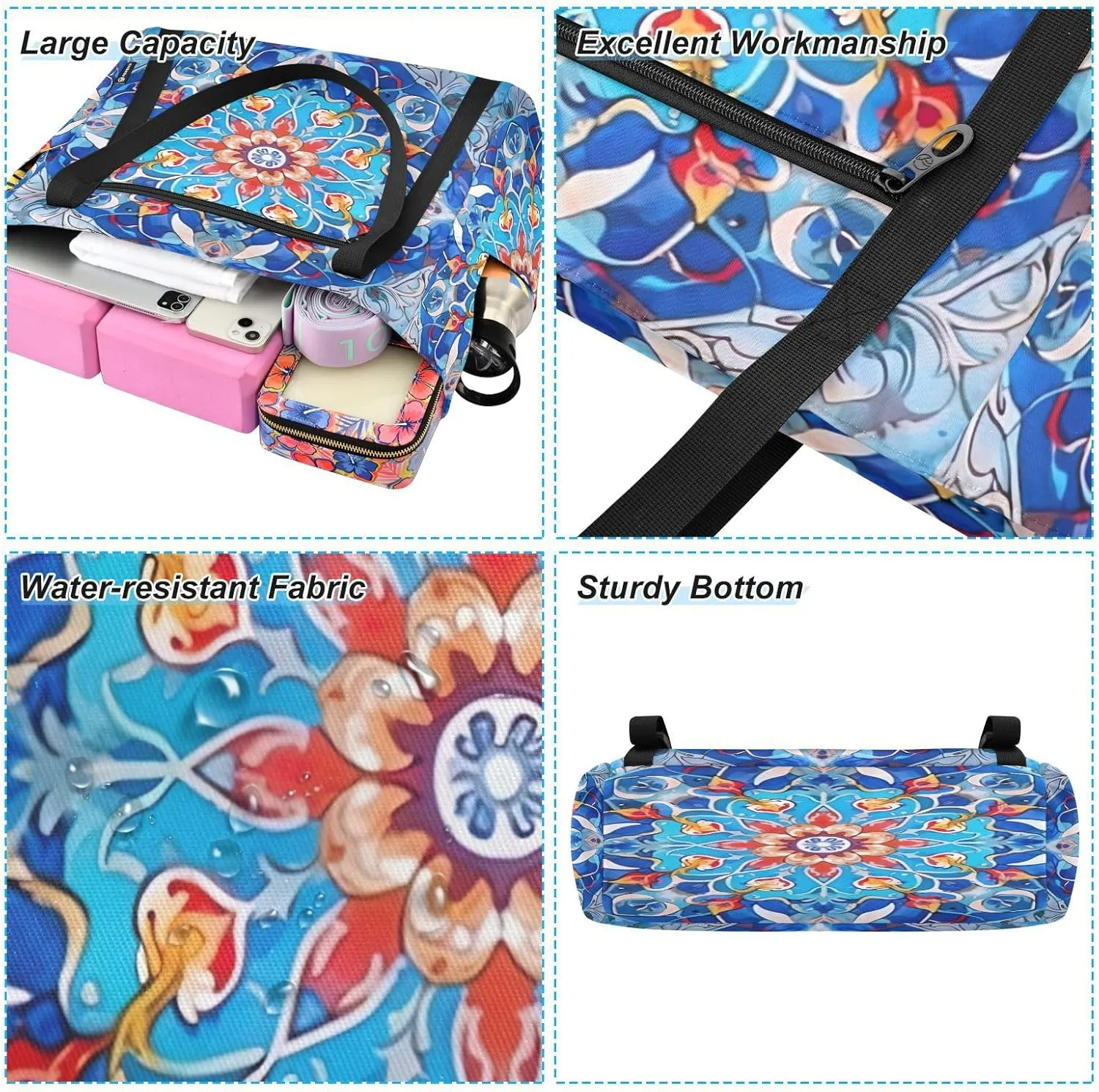 Yoga Mat Bag for Women Adjustable Yoga Mat Carrier Bag with Pockets