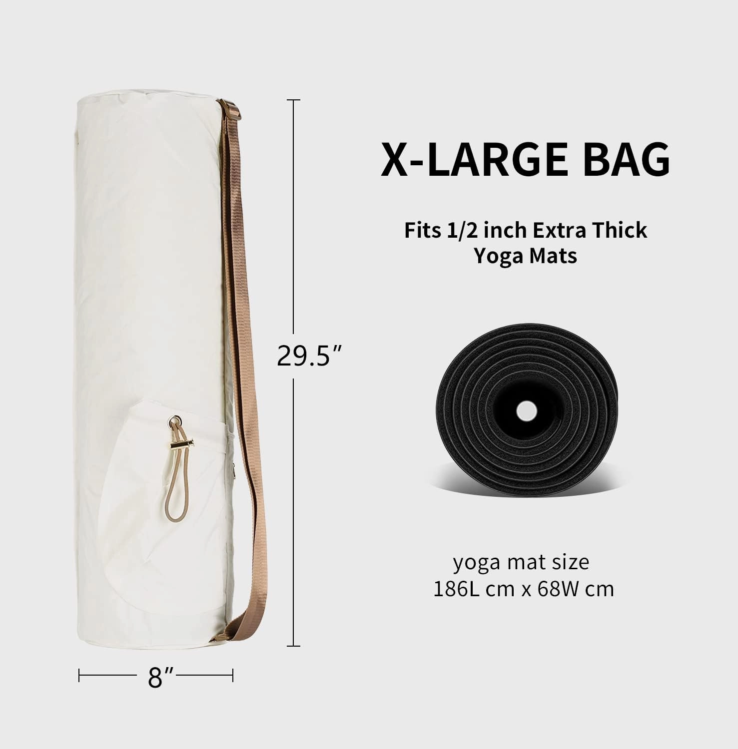 Yoga Mat Bag | Premium, Waterproof, Multi Pockets, Adjustable Strap | 2 size for 1/4" or 1/2" Thick Yoga Mat Carrier | Perfect Yoga Bag to Gym Class Beach Park Travel for Women & Men