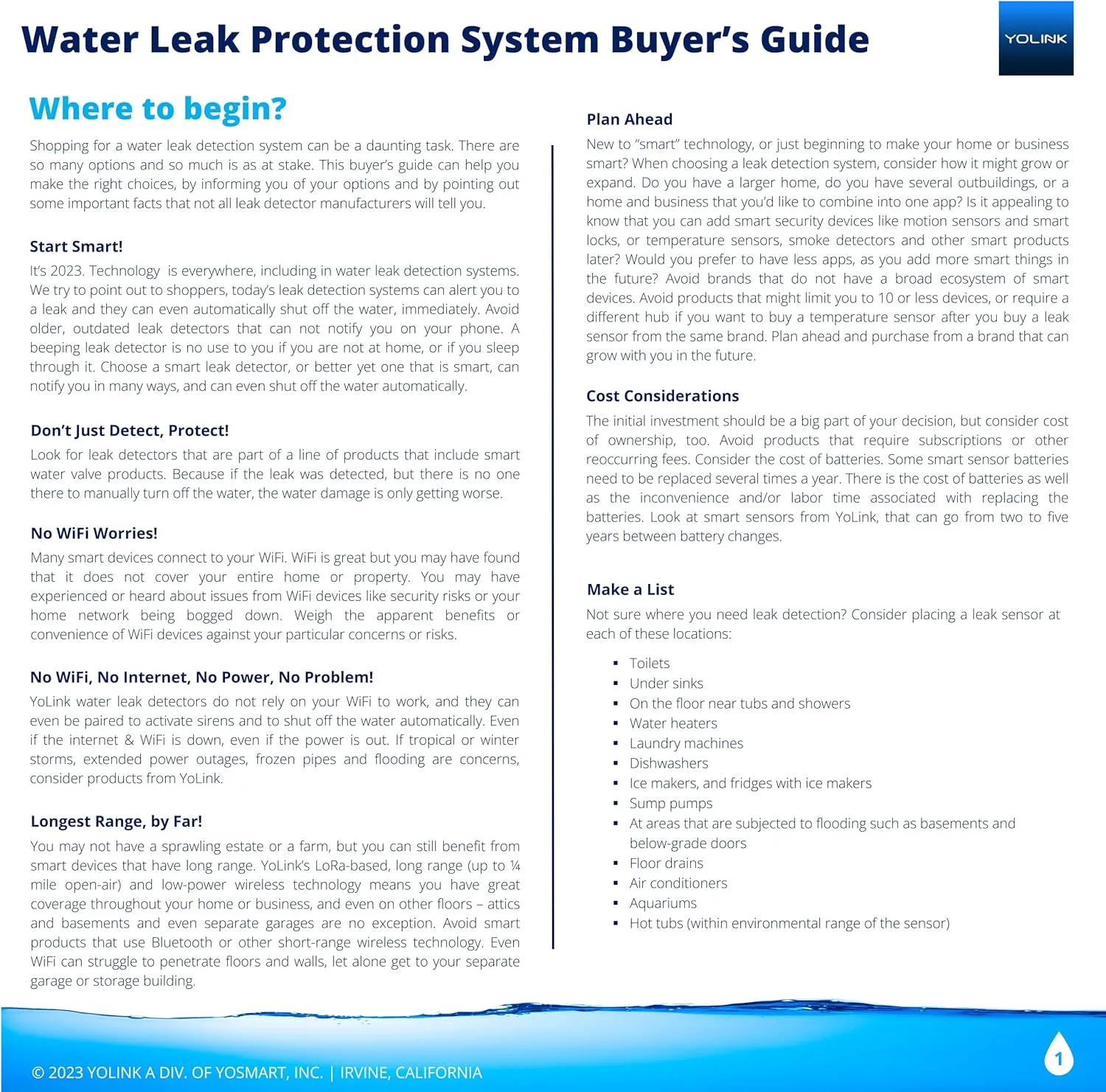 YoLink Water Leak Detector, 1/4 Mile World's Longest Range, Wireless Smart Water Leak Sensor, Alexa, IFTTT, Hub Required