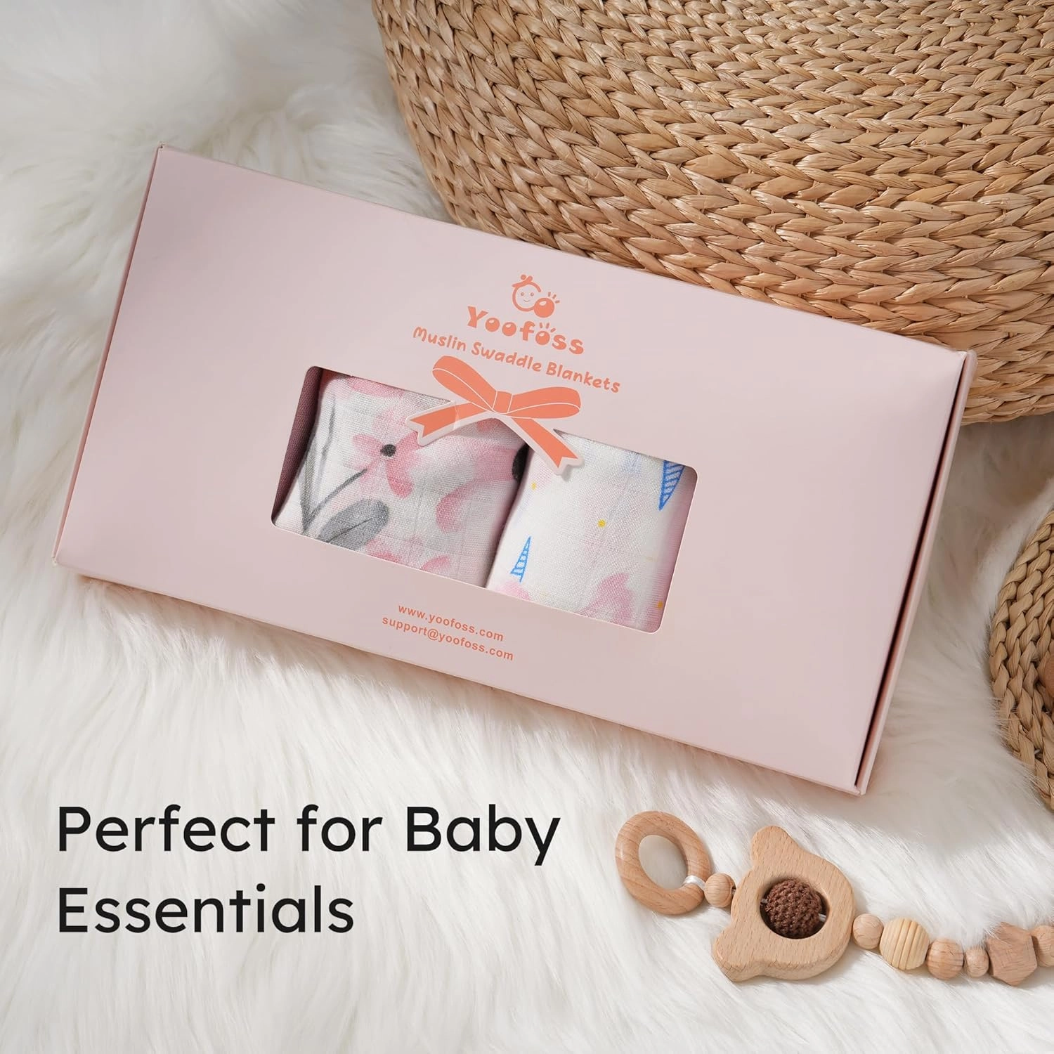 Yoofoss Muslin Swaddle Blankets, 4-Pack Receiving Blankets for Baby Boys and Girls, 47 x 47 Inches Baby Blanket Neutral Swaddle Wrap 70% Rayon from Bamboo and 30% Cotton
