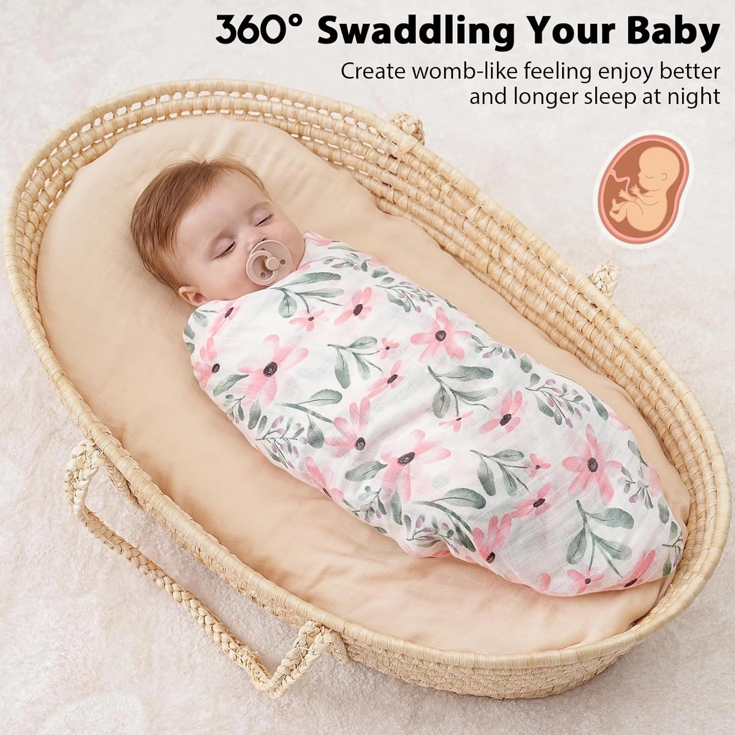 Yoofoss Muslin Swaddle Blankets, 4-Pack Receiving Blankets for Baby Boys and Girls, 47 x 47 Inches Baby Blanket Neutral Swaddle Wrap 70% Rayon from Bamboo and 30% Cotton