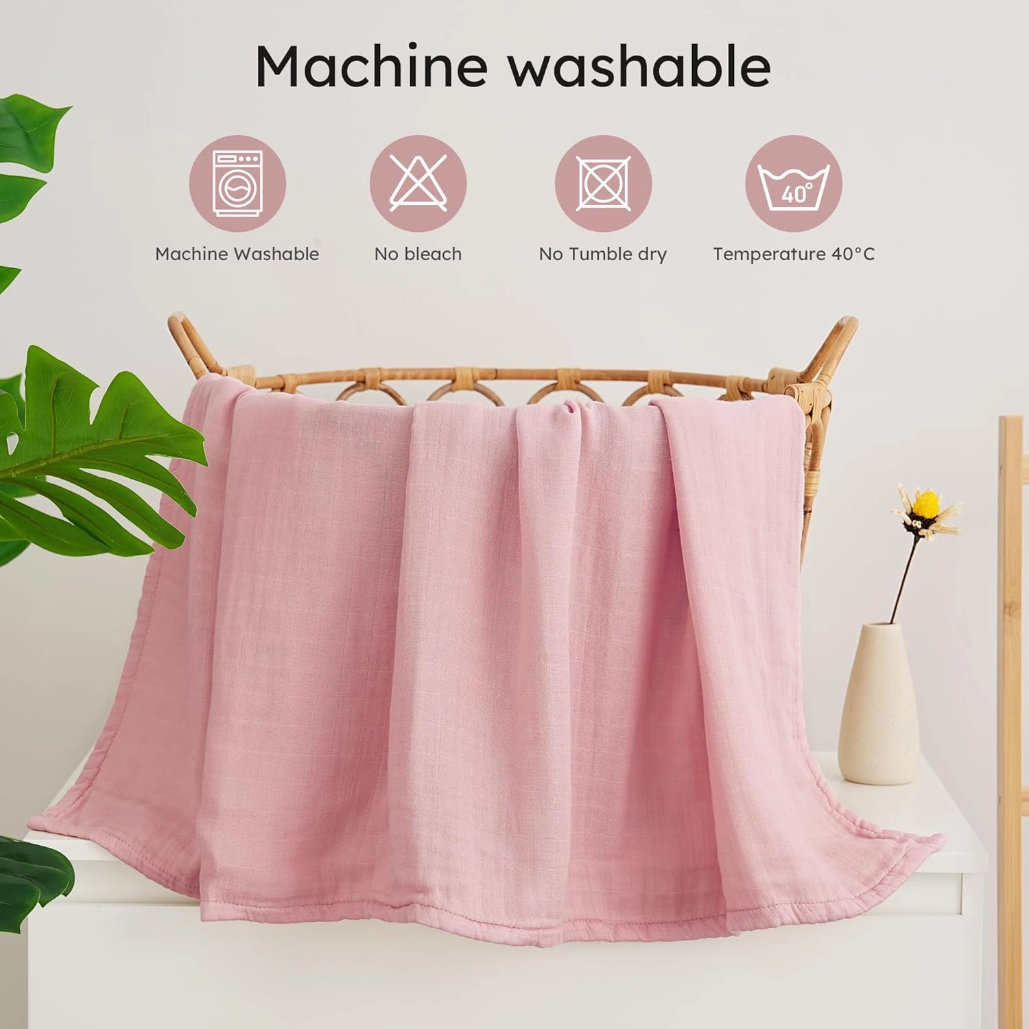 Yoofoss Muslin Swaddle Blankets, 4-Pack Receiving Blankets for Baby Boys and Girls, 47 x 47 Inches Baby Blanket Neutral Swaddle Wrap 70% Rayon from Bamboo and 30% Cotton
