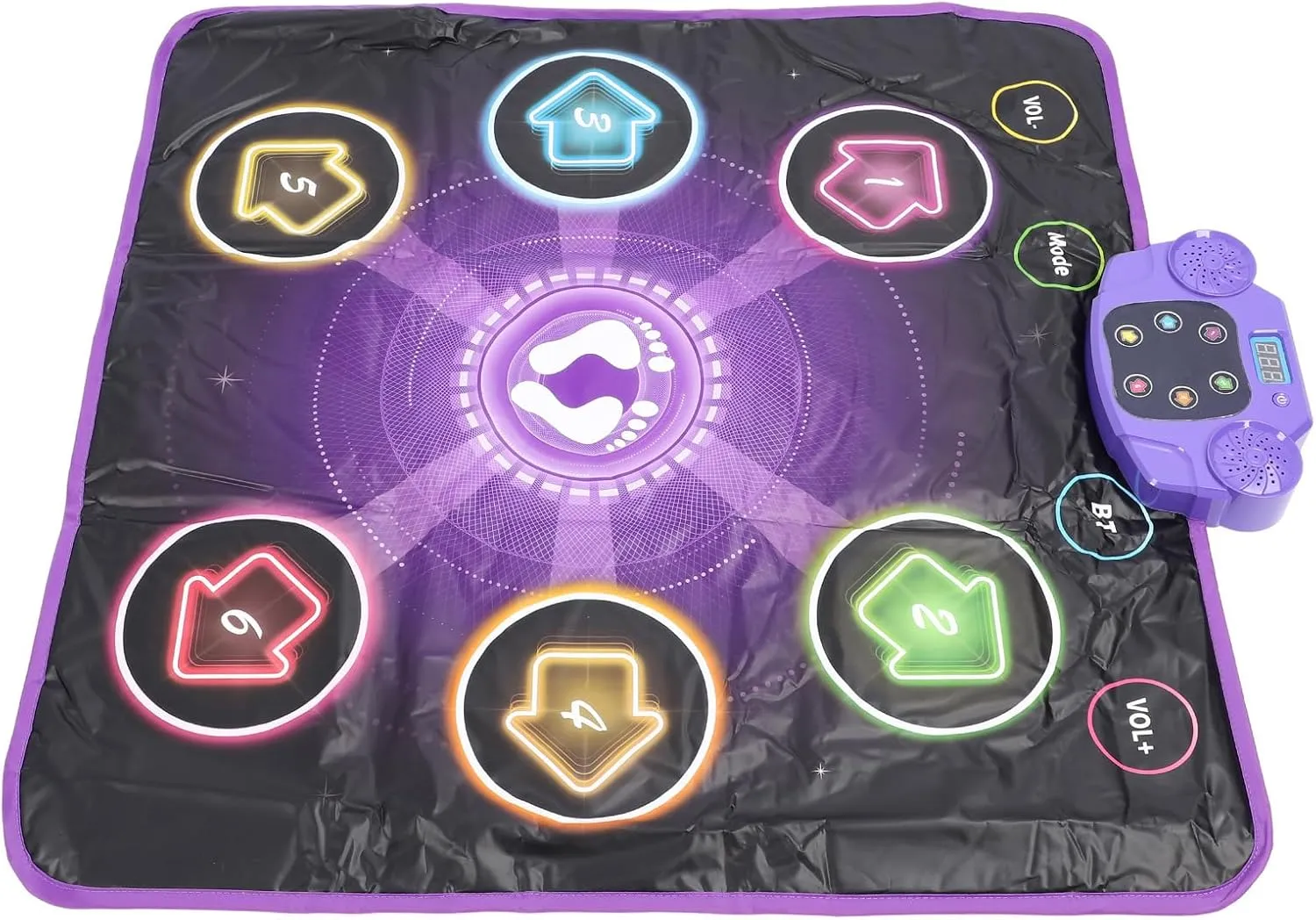 Yosoo Light Up Dance Mat Toy Bluetooth Music Dance Pad Kids Adjustable Volume 6 Buttons Anti Slip Game Festive Party Indoor Outdoor Lightweight Portable 35.2x32.3in