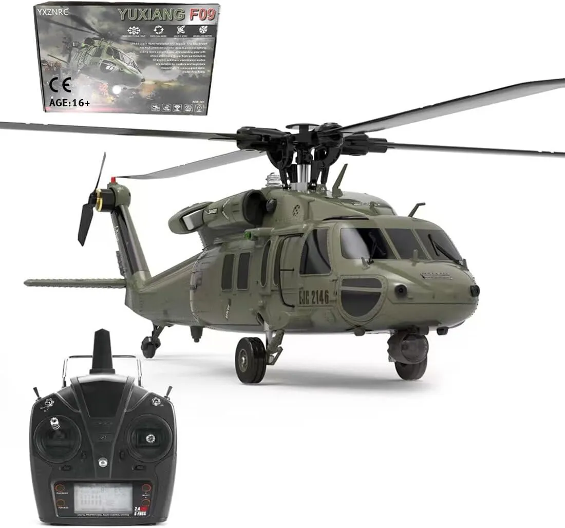 Yu Xiang YXZNRC F09-V Remote Control Helicopter for Adults, 1/47 2.4G 6CH Brushless Direct Drive RC Helicopter Model, Gift for Adults (RTF Edition)